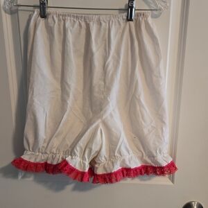 Women's White Shorts with Pink Lace Trim